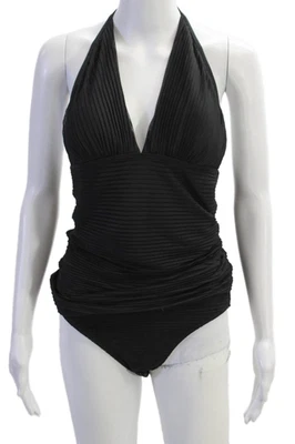 Tankini Carmen Marc Valvo Feminino Detalhe Plissado Halter Top Preto Tamanho 8 - Imagem 1 de 4