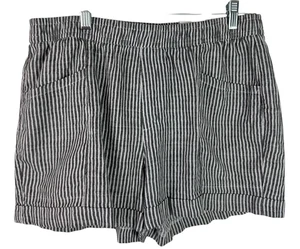 Old Navy Women's M Hi Rise Linen Bld Shorts Black Stripe NWT Inseam 3.5" - Picture 1 of 11
