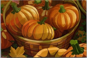 Halloween-Themed Oriental City Pub. 4x6 Postcard / Pumpkins in Basket - Unused - Picture 1 of 2