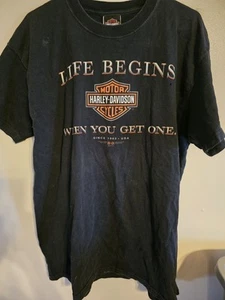Camisa Harley Davidson "La vida comienza cuando consigues una" De colección XL - Imagen 1 de 4