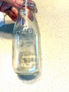 Hudson Glass 1-Pint Milk Bottle Embossed Cow Sold br Jo-Ann Stores - Picture 1 of 6