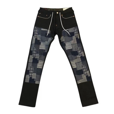 Японские джинсы Evisu Selvedge черная джинсовая ткань пэчворк 28x34 - Изображение 1 из 4