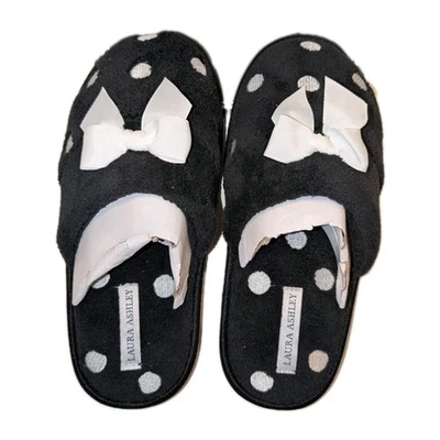 Zapatillas Laura Ashley 6.5 - 7.5 Negro Blanco Lunares Slides Mujer Nuevas Esponjosas  Foto 1 de 4