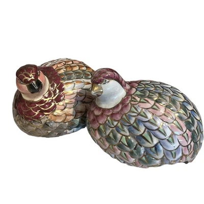 Set 2 Vintage Codorniz Cerámica Pájaro Granja Rosa Decoración Hogar Otoño Acción de Gracias Foto 1 de 4