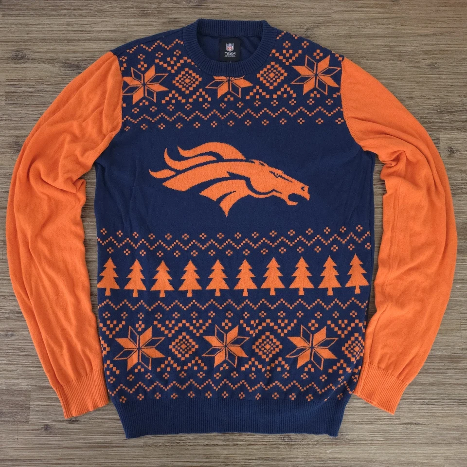 Suéter Feo Denver Broncos Para Hombres Grande Naranja Logo Árbol de Navidad NFL USADO EN EXCELENTE ESTADO  Foto 1 de 4