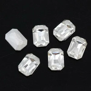 Rectangle Octagon Sharp Back Glass Crystal Rhinestones Jewerly Beads Applique - Picture 1 of 23