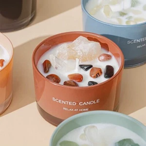 [2 Stück] Aromatherapie Bougie Edelstein Heilung Kristall Duft Sojawachs Kerzen - Bild 1 von 3