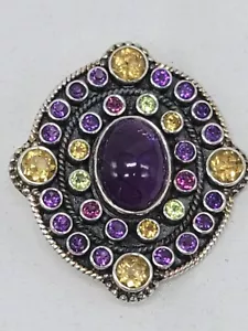 Nicky Butler Amethyst Brooch Multi Gemstone Citrine 925 Sterling Silver NIB - Picture 1 of 7