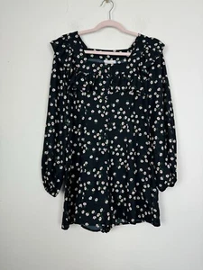 Topshop blau weiß Blumen Langarm Rüschen Strampler Neu mit Etikett Größe 4 Langarm - Bild 1 von 9