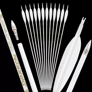 32" Pure Carbon Arrow SP400-800 ID6.2mm Archery 5'' Feathers Recurve Bow Hunting - Picture 1 of 19