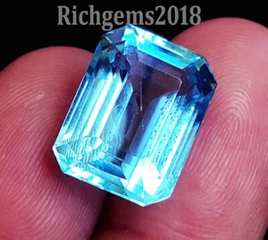Acquamarina 11+ Ct Pietra Preziosa Sciolta Forma Smeraldo Certificata R360 - Foto 1 di 6
