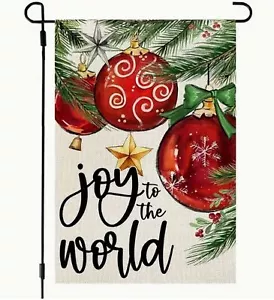 Christmas Garden Flag 12x18in Polyester Double sided Joy to the World - Picture 1 of 1