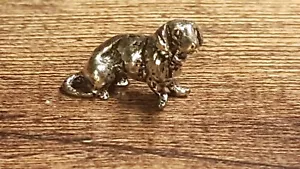 Alte kleine Figur sitzender Dackel, Bronze/Messing versilbert, Jagd Jäger - Bild 1 von 5