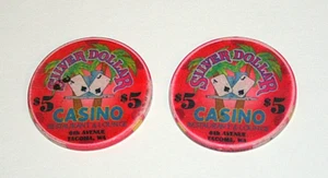 2 $ 5 Silber Dollar Casino Restaurant & Lounge Gaming Token Chip schön Tacoma Wa - Bild 1 von 1
