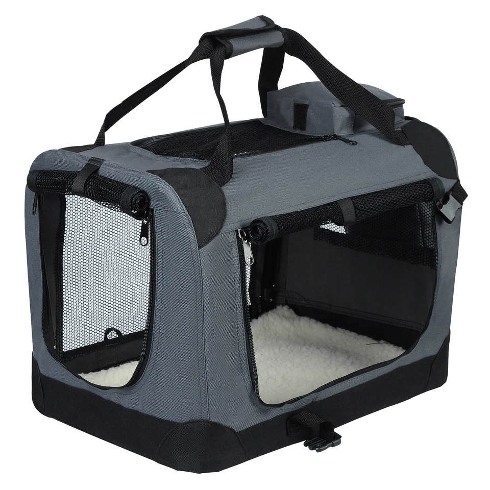 Hundebox Faltbare Hunde Transportbox Katzen Box Reisebox grau HT2026gr - Bild 1 von 1