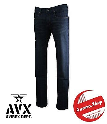 Jeans UOMO Elasticizzato AVIREX Cotone SLIM FIT 5 Tasche Effetto Pantalone Denim • 31.61€