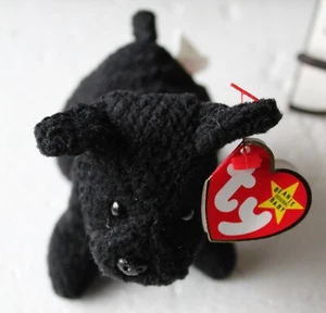 1996 Vintage TY Beanie Baby SCOTTIE Black Terrier Dog Plush (Canada Push Tag) 6" - Picture 1 of 4