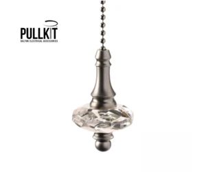 Crystal Bathroom Pull Chain, Satin Chrome Acrylic Crystal Replacement Pull Cords - Picture 1 of 3