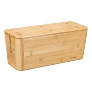 Boîte Range-Câbles en Bambou 39,4 x 16 x 16 cm pour Câbles TV Modem PC Rallonges - Photo 1/7
