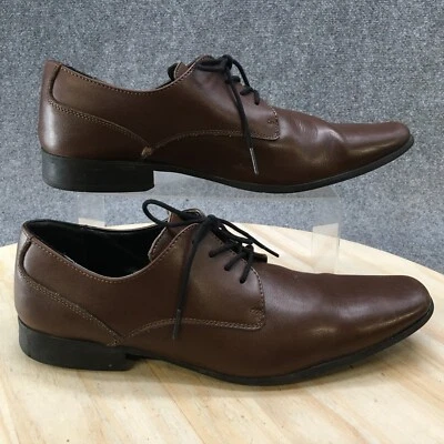 Calvin Klein 鞋 男式 11 Brodie 连衣裙 牛津棕色皮革 系带 R 鞋头 — 第 1/4 张图片