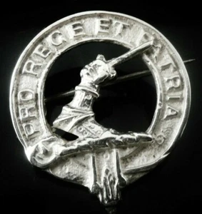 Vintage Sterling Silver Clan Badge, PRO REG ET PATRIA = For King & Country - Picture 1 of 6
