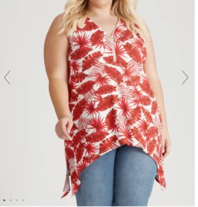 Ladies plus size M Zip front sleeveless TUNIC top red leaf BEME NEW A9599 - Picture 1 of 2