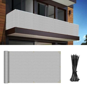 30in Tall Gray Balcony Fence Privacy Screen Windproof Sunshade Cover Garden Pool - Imagen 1 de 10