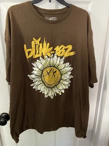 Blink-182 Sunflower Graphic Image Brown T Shirt Size 3XL Preowned - Picture 1 of 3