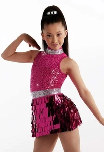 Dance Costume Weissman 15272 Small Adult Pink Sequin Dress Jazz Sequin - Picture 1 of 3