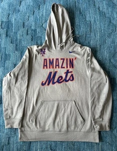 MLB Nike New York Mets "Amazin’ Mets" ThermaFIT Hooded Hoodie Sweatshirt Gray L - Picture 1 of 4
