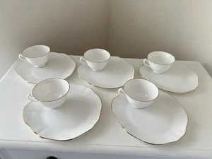 Royal Vale | 5er Set | Bone China Snack Teller & Tassen Set | England #6601 weiß - Bild 1 von 7