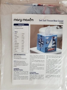 Mary Maxim Set Sail 23966 tissue box cover plastic canvas yarn needlework kit - Picture 1 of 3