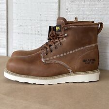 Brazos Work Boots Men's 10.5 Safety Toe Brown Leather Premium Rio MC Wedge Comp