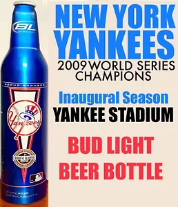 2009 NEW YORK YANKEES STADIUM INAUGURAL SEASON ALUMINUM BUD LIGHT BEER BOTTLE - Picture 1 of 5
