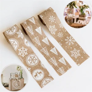 Rustic Vintage Snowflake Merry Christmas Lace Ribbon Jute Burlap Sisal Trim - Picture 1 of 15