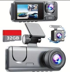 dual dash cam: 1080p, night vision, loop recording, wide-angle, 3.16' IPS screen - Picture 1 of 7