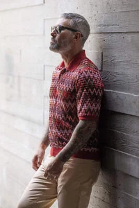 Barabas Men's Woven Crochet Zig Zag See Through Polo Shirts 3P21 - Picture 1 of 38
