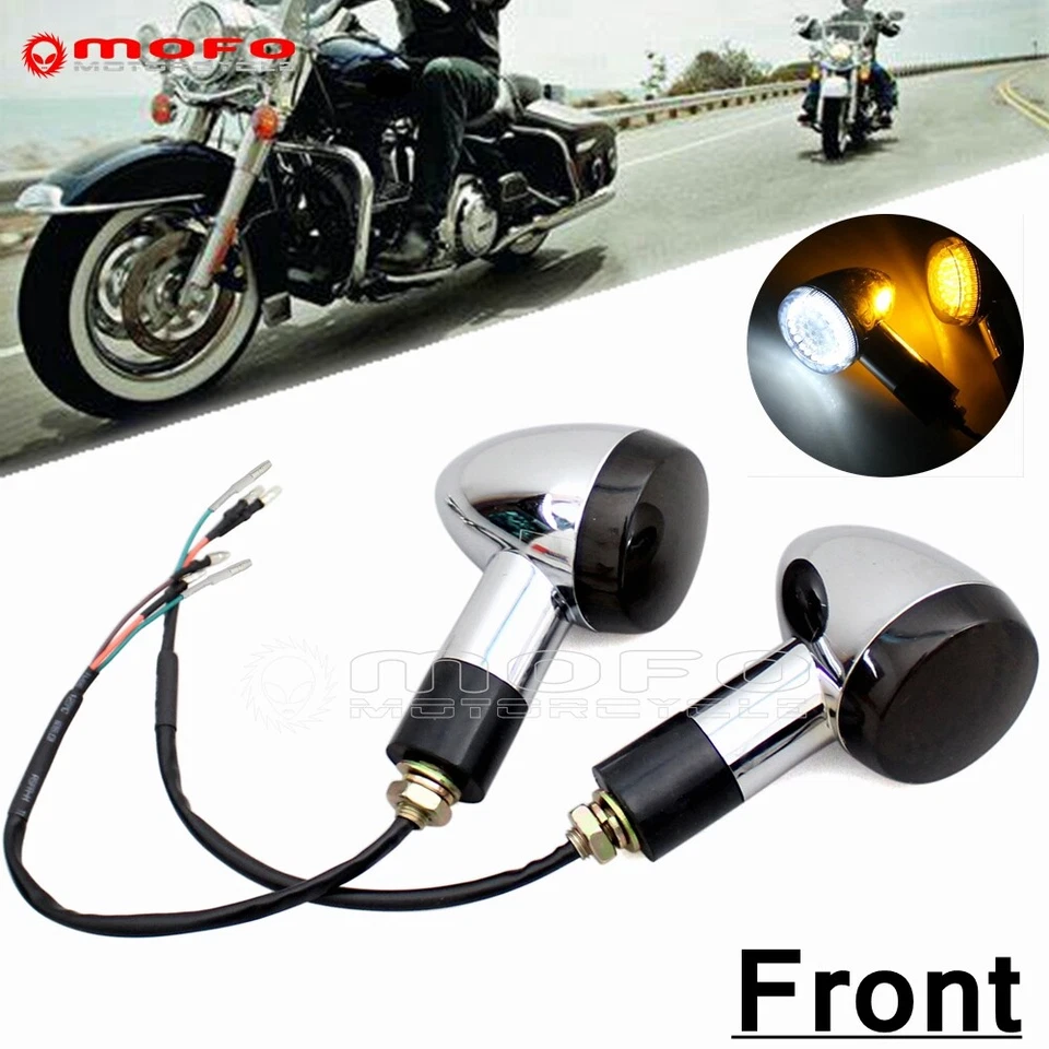 Front Bullet LED Run Turn Signal Lights For Kawasaki Vulcan VN 800 900 1500 1600 - Image 1 of 4