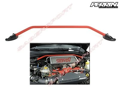 Barra de torre de puntal delantero Perrin Performance (rojo) para Subaru WRX / STi 2008-2021 Foto 1 de 4