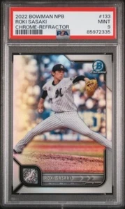 2022 Bowman Chrome NPB ROKI SASAKI Refractor Parallel MINT PSA 9 DODGERS - Picture 1 of 2