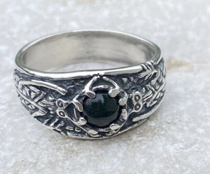 Geweih Medizin Heiler Ring .925 Sterlingsilber Gr. 6 natürlicher Blutstein USA - Bild 1 von 12
