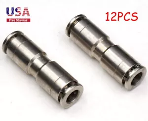Push to Connect Fitting 5/32" OD Nickel-Plated Copper Air Line Connector 12PCS - Picture 1 of 4