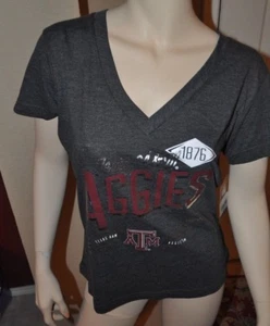 Texas A&M AGGIEs ATM Women's Dark Gray Classic Tri-Blend V-Neck T-Shirt Multi SZ - Picture 1 of 8