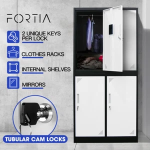 FORTIA 4 Door Steel Locker Cabinet Sports Gym Office School Lockable Storage - Picture 1 of 10