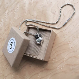 Herz-Krone Anhänger Silber | Herz Halskette | Claddagh Herzanhänger mit Kette - Bild 1 von 12