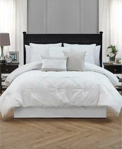 Sanders Pom-Pom Contemporary Pom Pom Textured 6 Pc. Comforter Set - TWIN - White - Picture 1 of 5