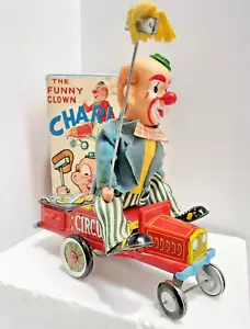 Original Vintage Tin Litho Toy Car Charlie The Funny Clown in Box ALPS R.F - AF - Picture 1 of 10