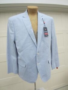 NWT Chaps STRETCH Sport Coat Blazer Jacket $160 46 R Pinstripe Searsucker Stripe