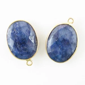 Colgante de piedras preciosas bisel - óvalo facetado de 14x18 mm - zafiro azul teñido (2 piezas) - Imagen 1 de 2