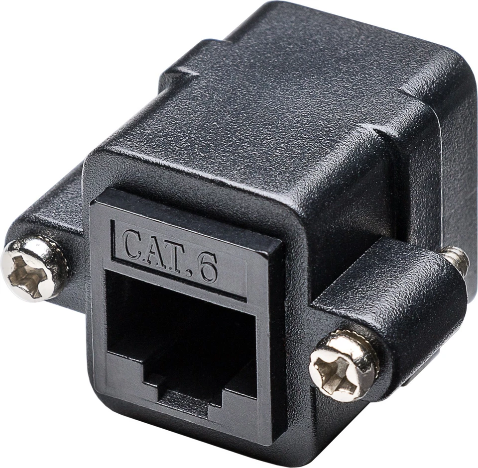 GOOBAY Conector de acoplamiento de parche CAT 6 LAN acoplador versión de tornillo CAT.6 2x acoplamiento RJ45